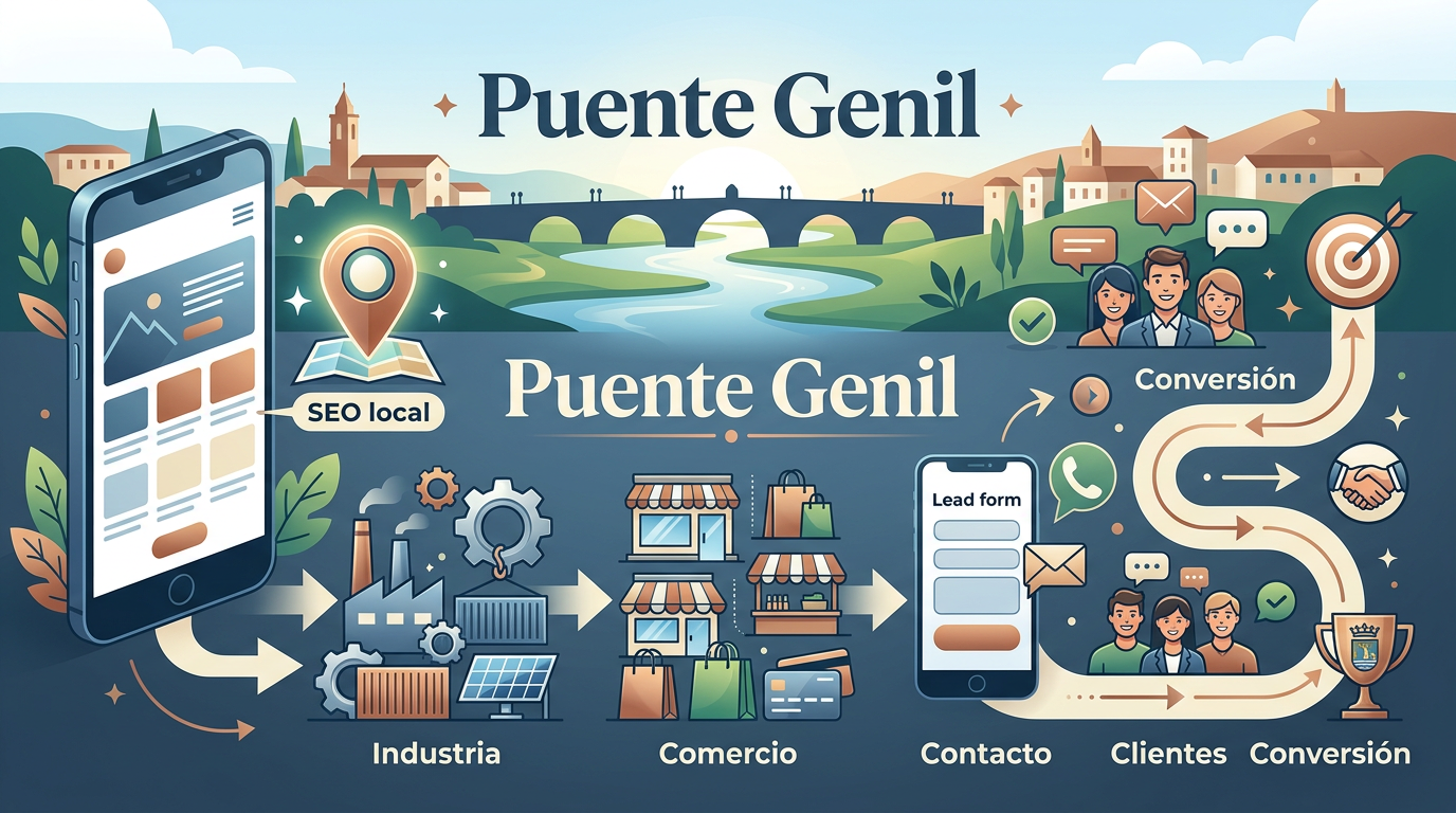 Infografía sobre diseño web local y SEO en Puente Genil
